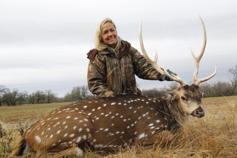 Julie with trophy Axis buck